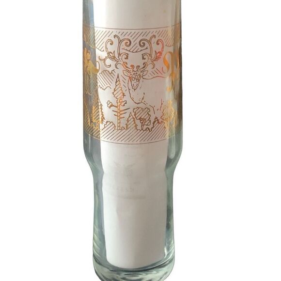 Pre Owned Uncle Ricks Pilsner Beer Glass 16oz Gold Lettering Great Graphics - Picture 3 of 13